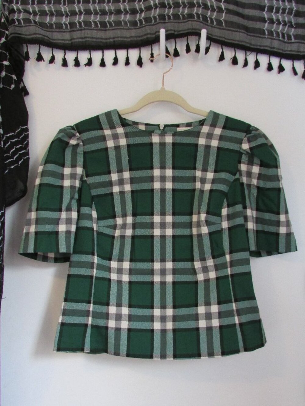 Eva Mendes Green Plaid Top